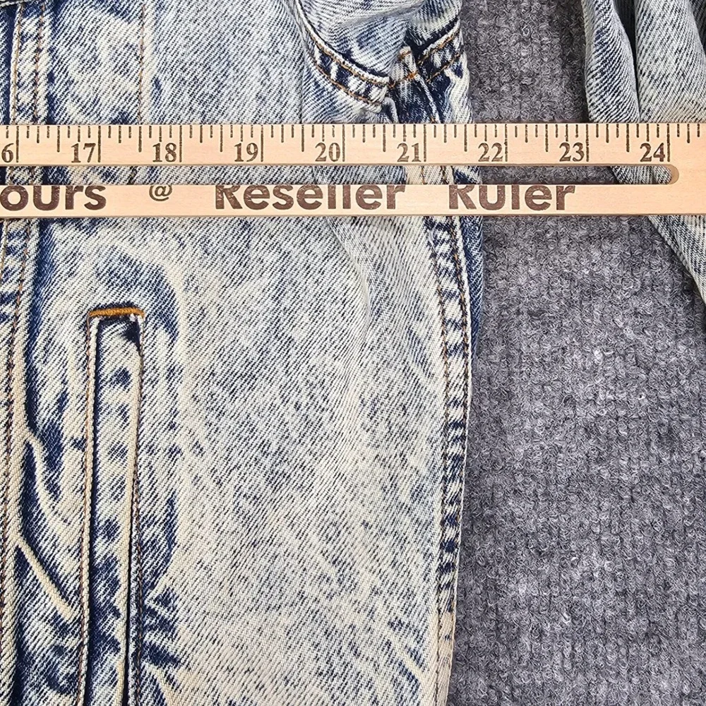VTG Electricity Acid Wash Denim Trucker Jacket Mens M Blue 80s 90s Eberle Button